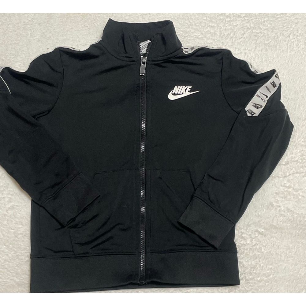 Boys Nike Black Full Zip Jacket with White Logo Tape Size 5-6